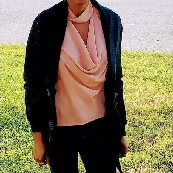 AGB Sweaters - AGB Turquoise Open Weave Cardigan